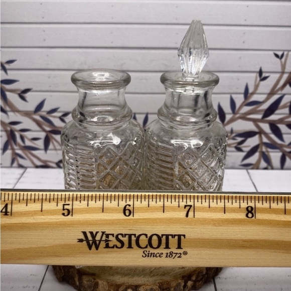 VINTAGE Cut Glass Bottles w/ Plastic Stoppers - Picture 5 of 9